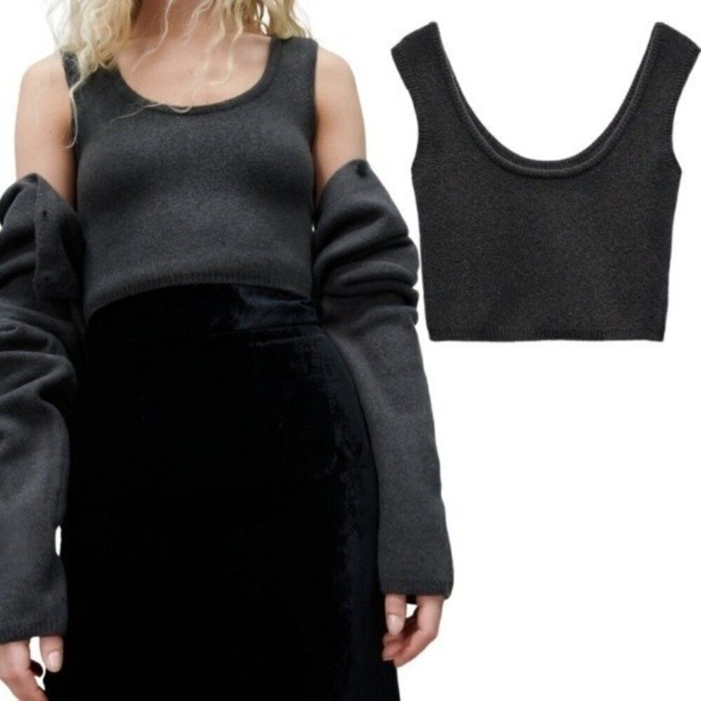 Softcore Zara Crop Sweater – Fuzzy Knit Sleeveless Tank, It Girl Style Medium